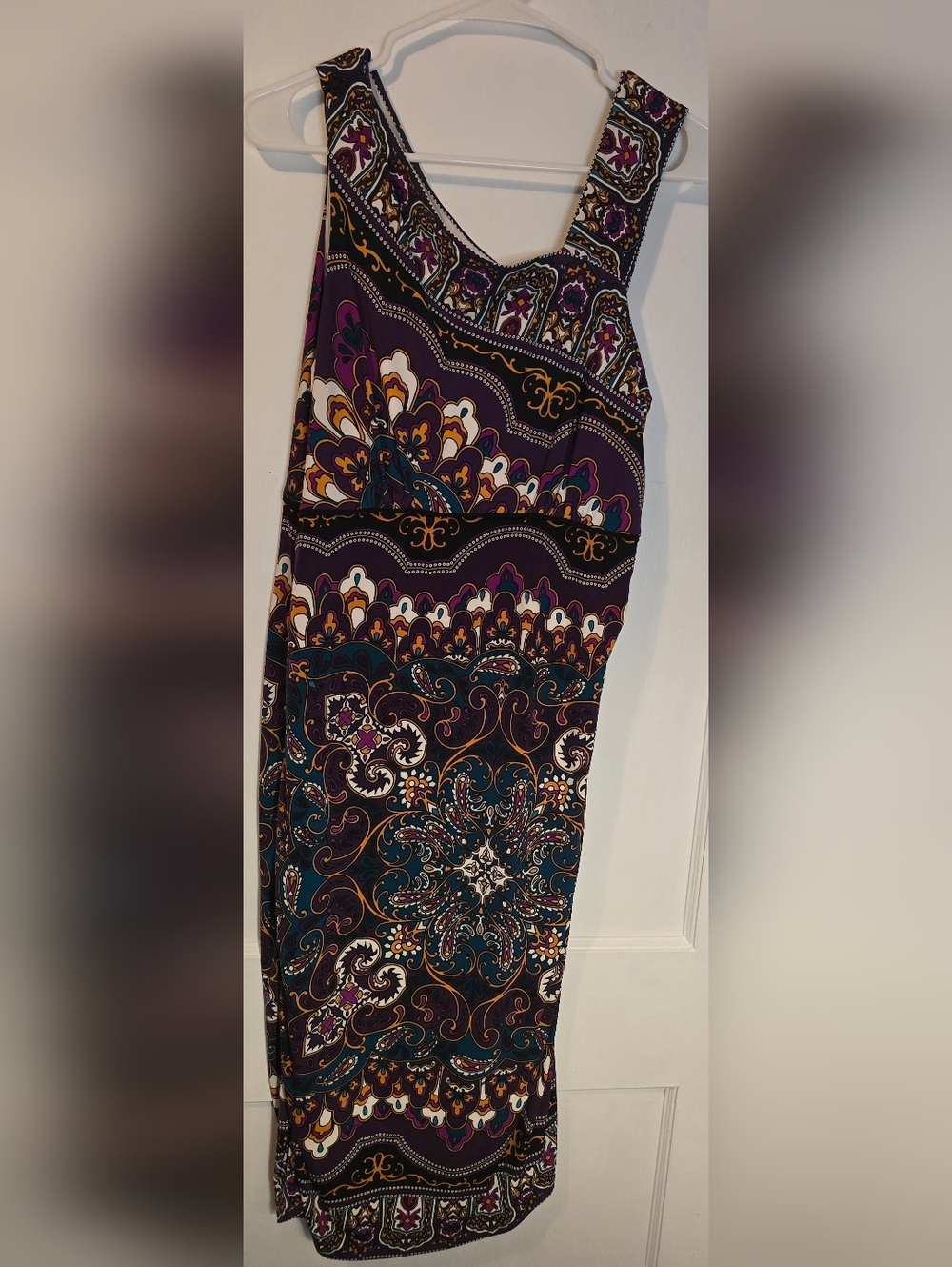 NWT Nicole Miller Patterned Dress With Offset Neckline